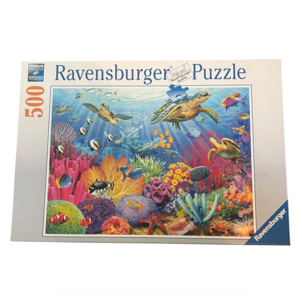 ⁠Ravensburger Tropical Waters 500 Pc Jigsaw Puzzle Sea Turtles NEW Sealed Bag